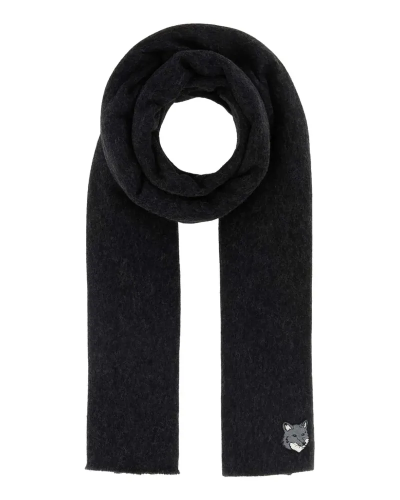 Kitsuné Schal mit Fuchskopf - Schwarz Schwarz