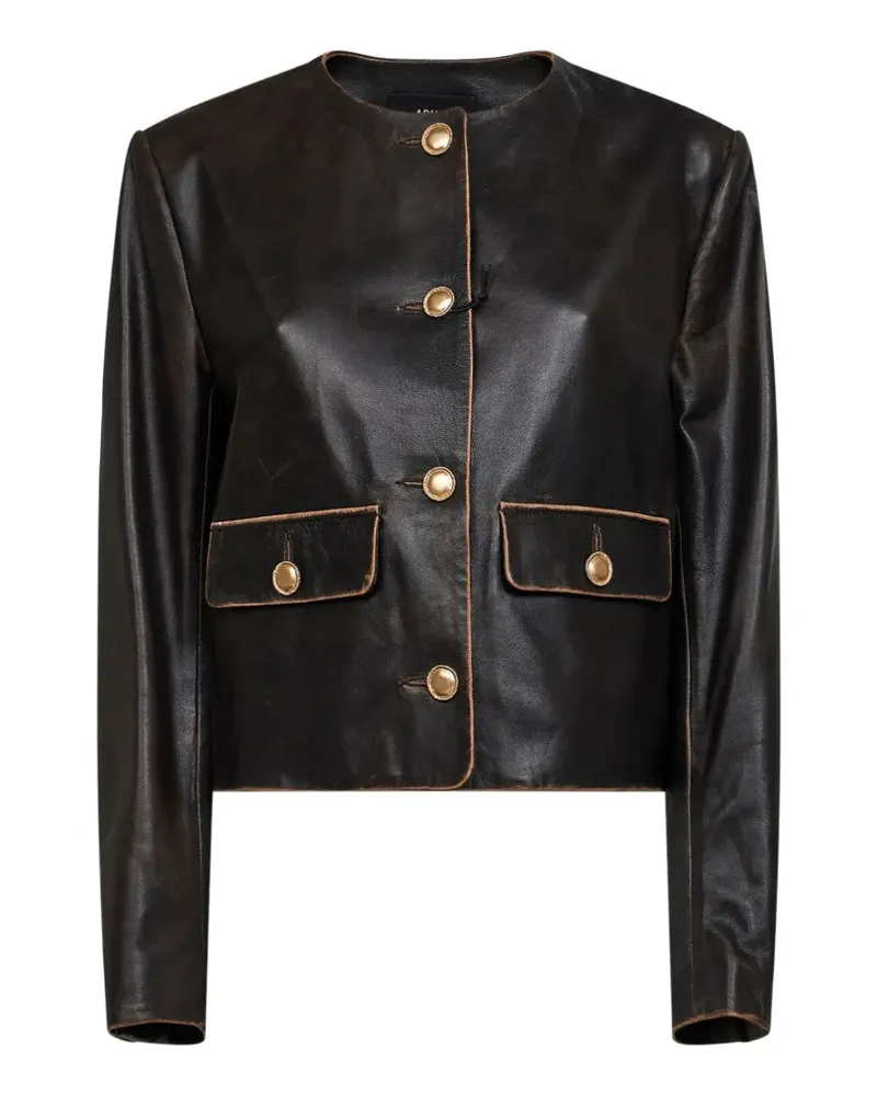 Arma button leather jacket - Braun Braun