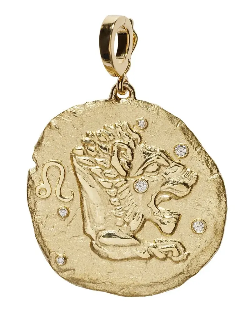 AZLEE 18K yellow gold Of The Stars Leo diamond coin charm Gold