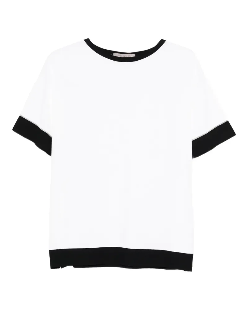 D.EXTERIOR T-Shirt mit Kontrastdetails - Weiß Weiß