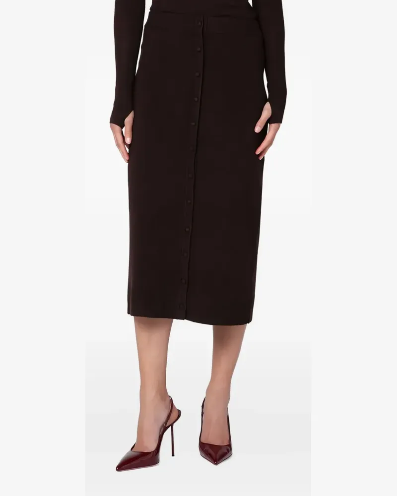 Victoria Beckham Gestrickter Midirock mit Knöpfen - Braun Braun