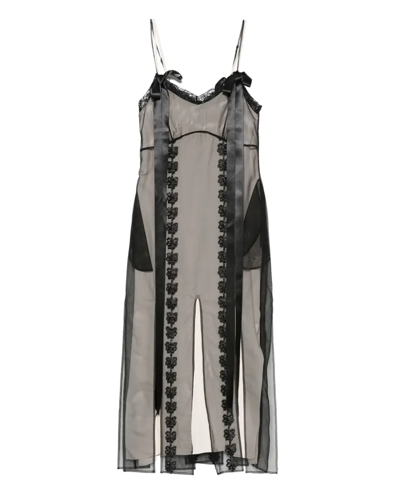Simone Rocha Maxikleid mit Schlitzen - Schwarz Schwarz