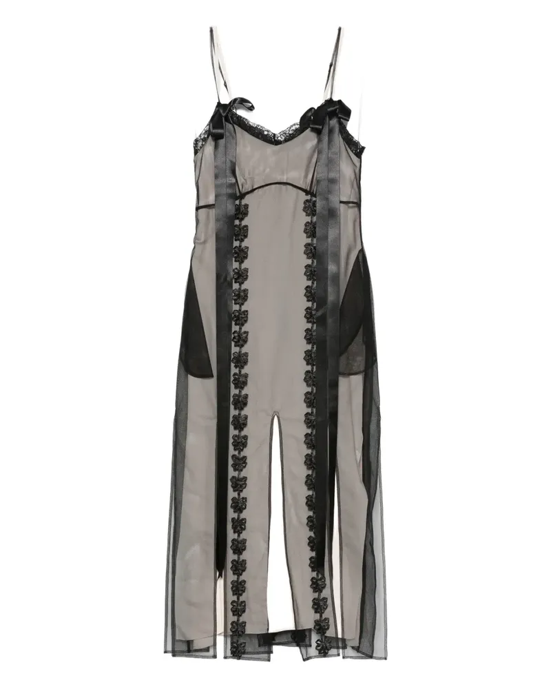 Simone Rocha Maxikleid mit Schlitzen - Schwarz Schwarz