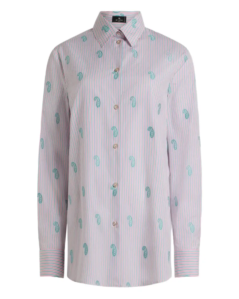 Etro Hemd mit Paisley-Stickerei - Grün Grün