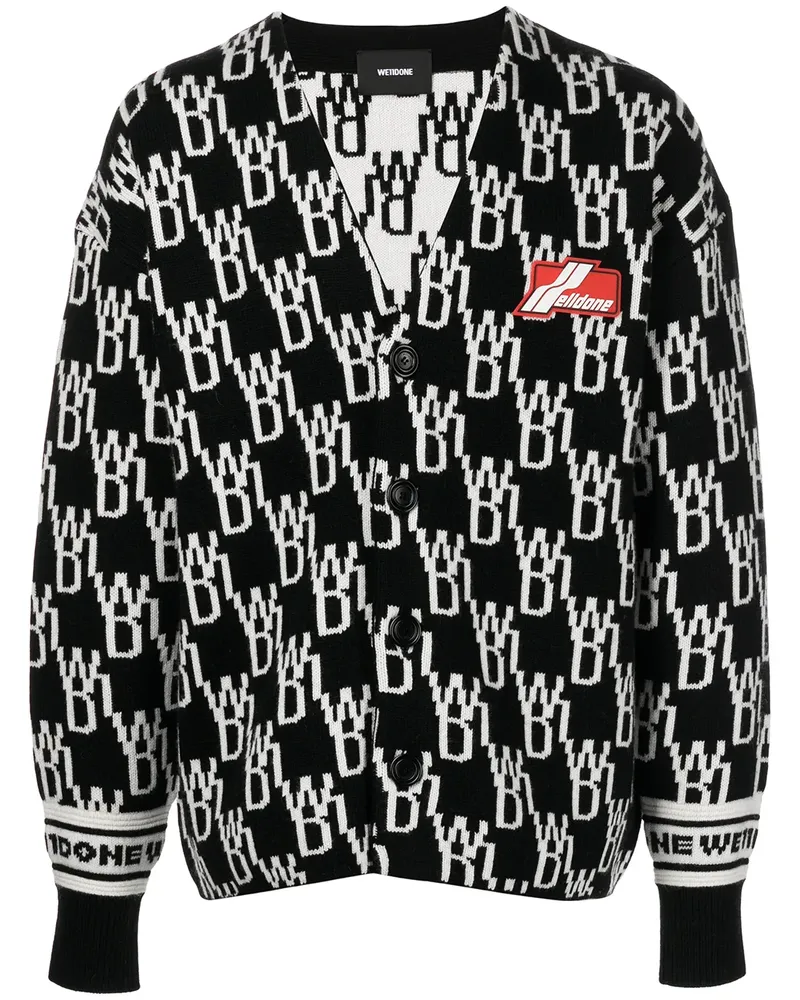 WE 11 DONE Cardigan mit Monogramm - Schwarz Schwarz