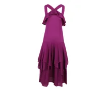 Gestuftes Midikleid mit Rüschen - Violett