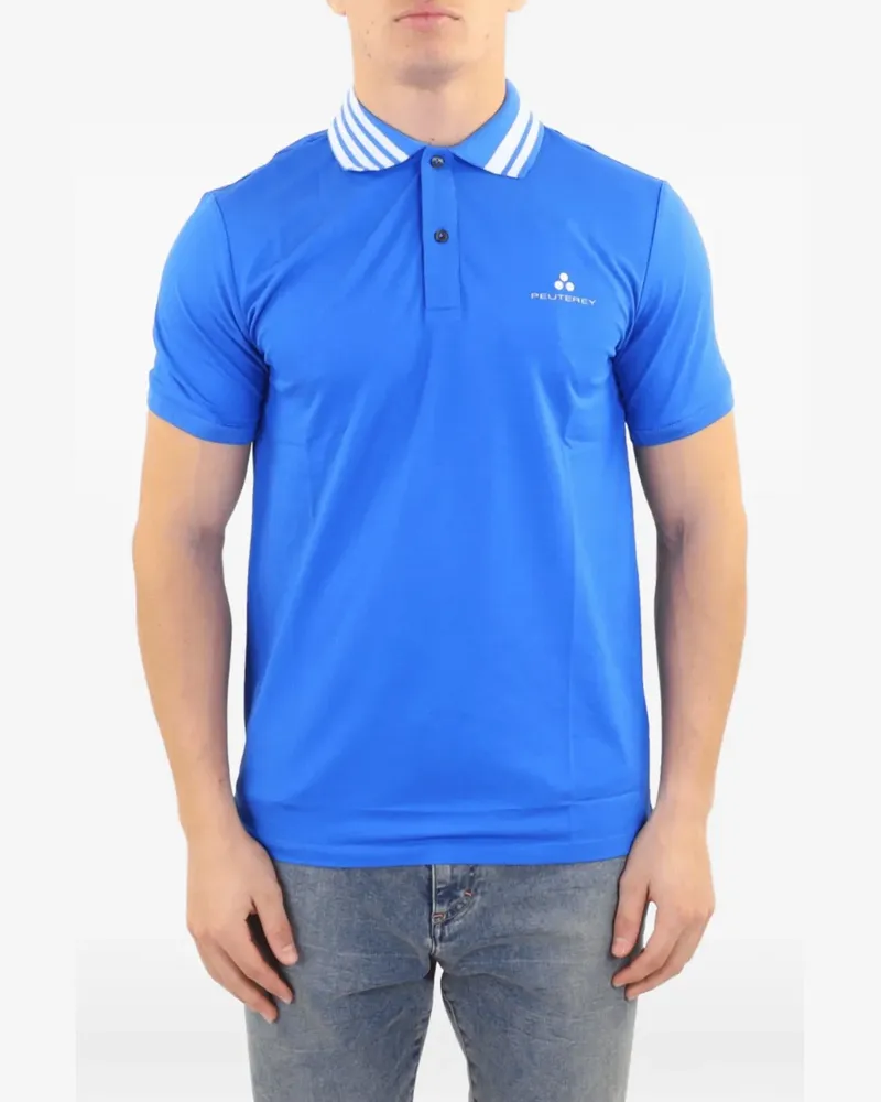 Peuterey striped-collar polo shirt - Blau Blau