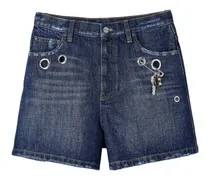 Jeans-Shorts mit Ösen - Blau