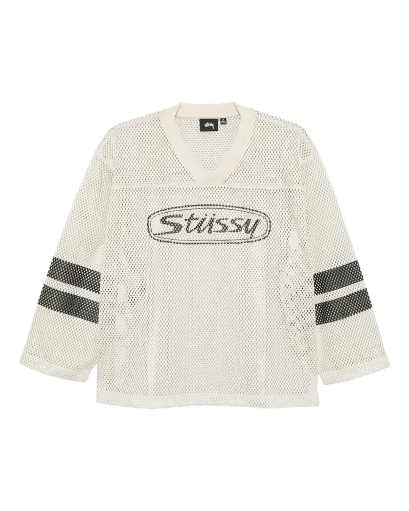 Stüssy T-Shirt aus Mesh mit Logo-Print - Nude Nude