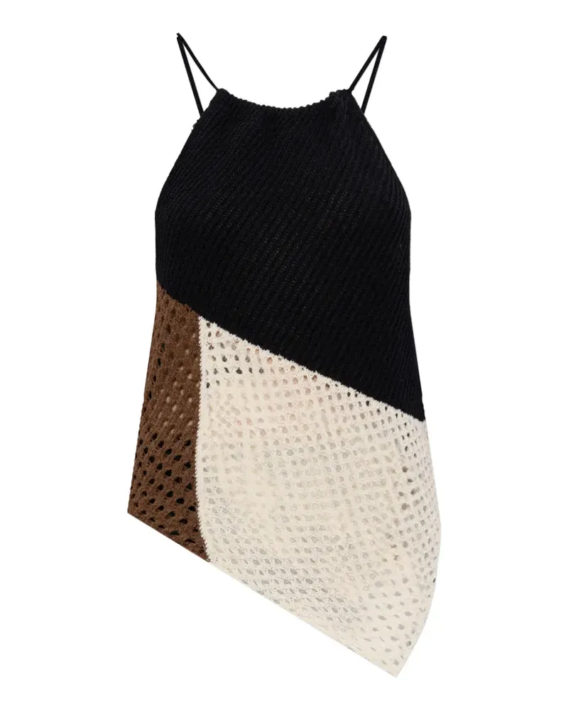 AKEP asymmetric colour-block top - Schwarz Schwarz