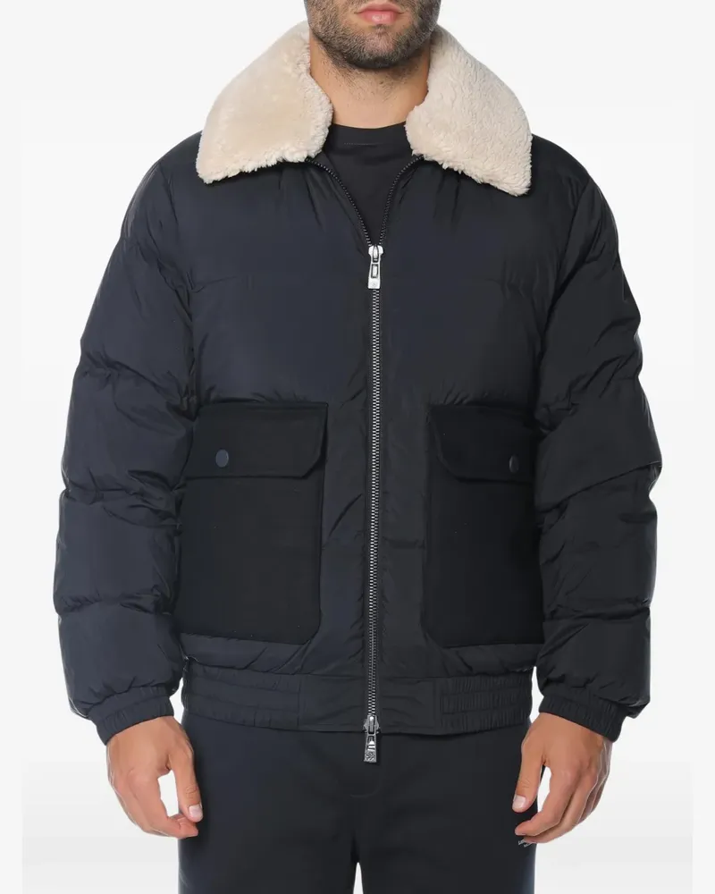 Armani Exchange shearling-collar puffer jacket - Blau Blau