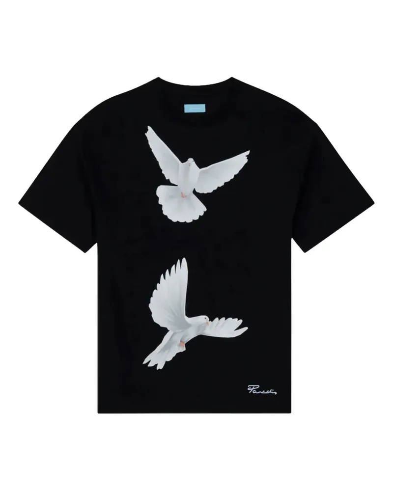3PARADIS T-Shirt mit Tauben-Print - Schwarz Schwarz