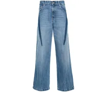 Slouchy Darted Wide-Leg-Jeans - Blau