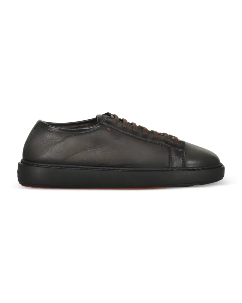 Santoni leather low-top sneakers - Braun Braun