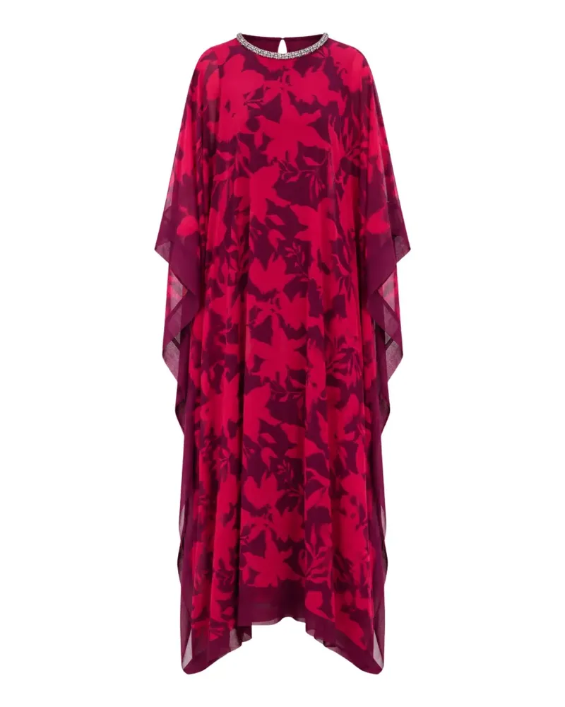 Self-Portrait crystal-embellished floral-print kaftan maxi dress - Rosa Rosa