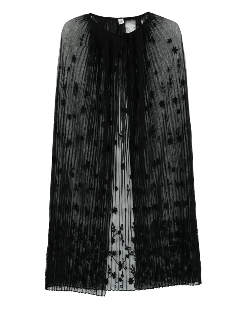 Totême Cape aus Tüll mit Blumen - Schwarz Schwarz