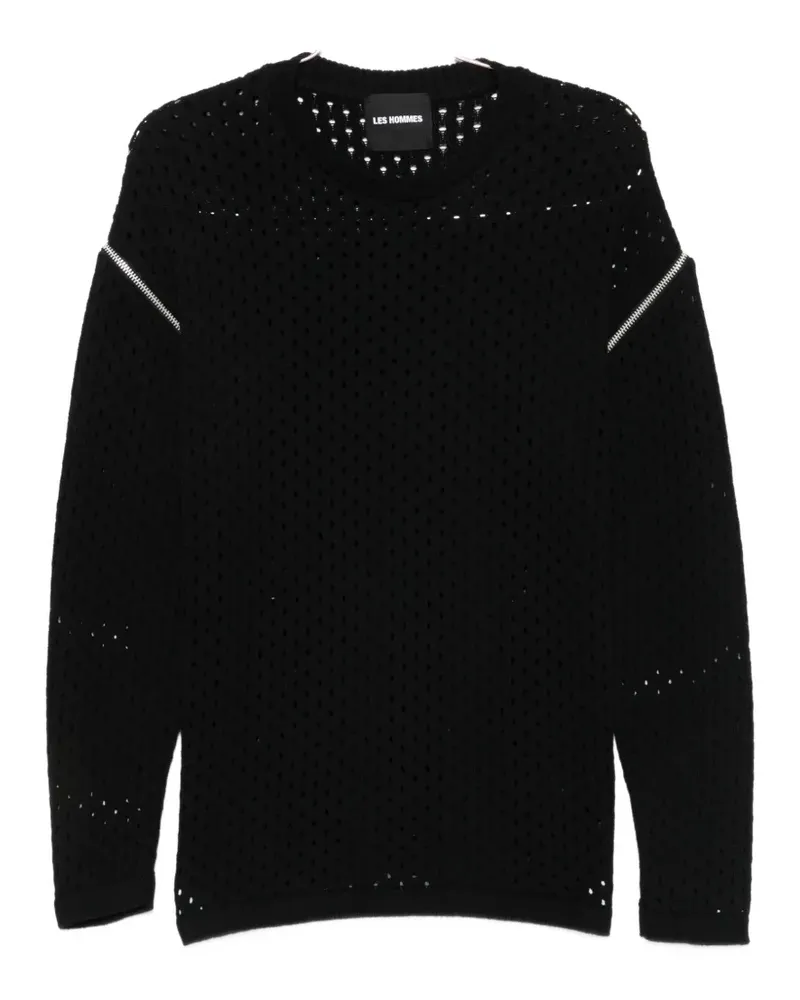 Les Hommes zip-detail open-knit sweater - Schwarz Schwarz