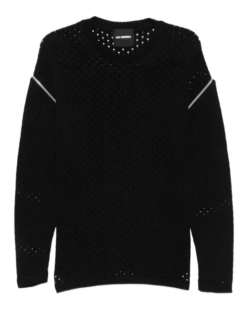 Les Hommes zip-detail open-knit sweater - Schwarz Schwarz