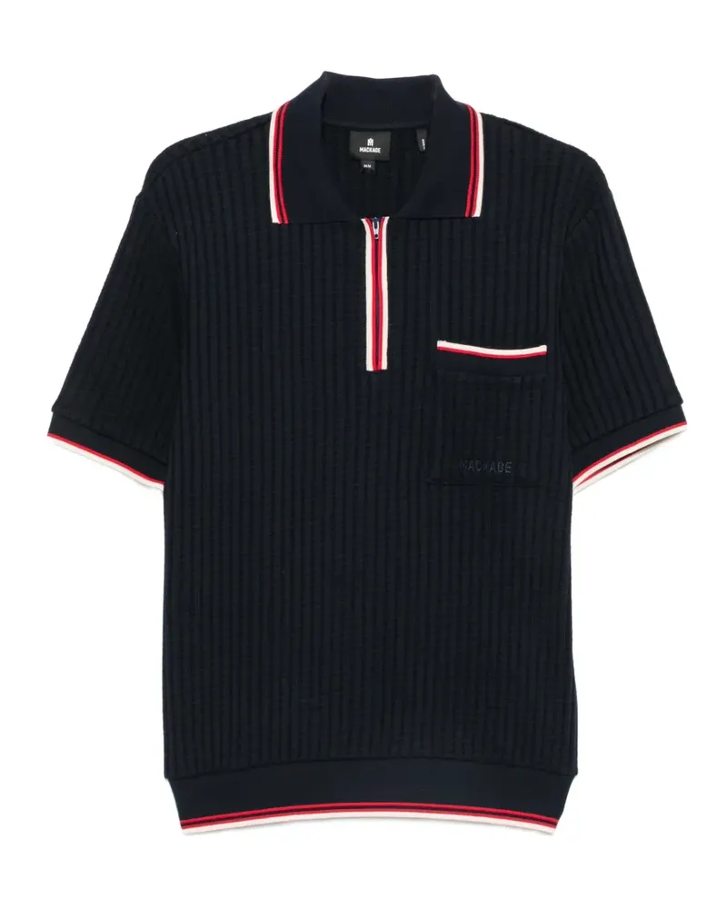 Mackage Estaban striped-trim zip-neck polo shirt - Blau Blau