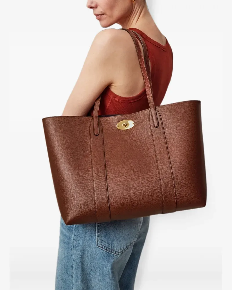 Mulberry small Bayswater grained leather tote bag - Braun Braun