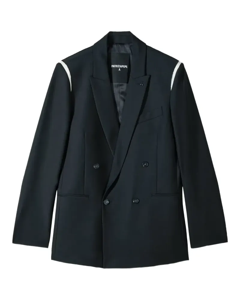 Patrizia Pepe double-breasted satin-trimmed blazer - Schwarz Schwarz