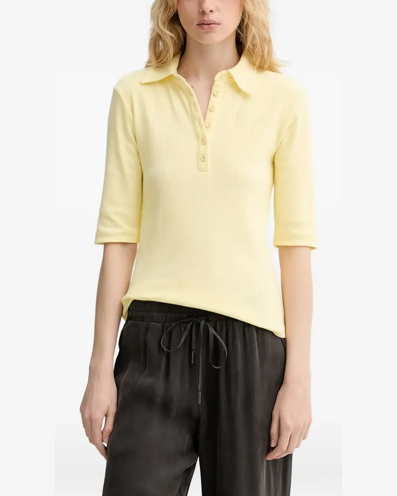 Gestuz GZdrew ribbed elbow-sleeve polo shirt - Gelb Gelb