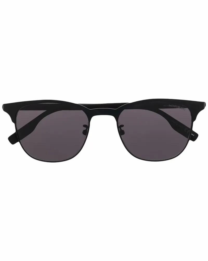 Montblanc Sonnenbrille mit rundem Gestell - Schwarz Schwarz