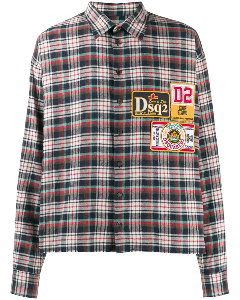 Dsquared2 Kariertes Hemd mit Patches - Blau Blau
