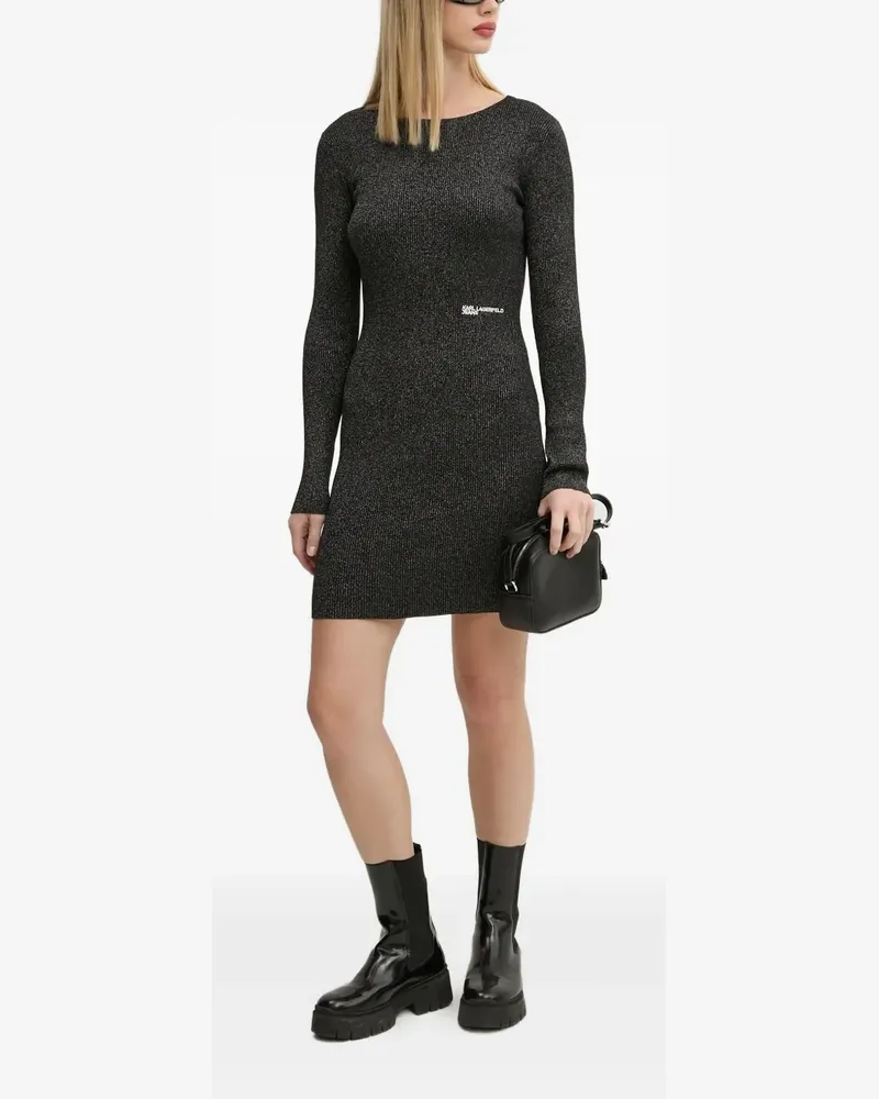 Karl Lagerfeld Rückenfreies Minikleid im Glitter-Look - Schwarz Schwarz