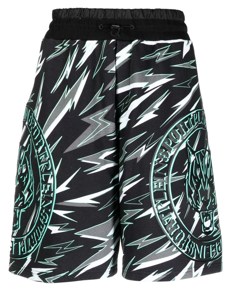 Philipp Plein Joggingshorts mit Tiger-Print - Schwarz Schwarz