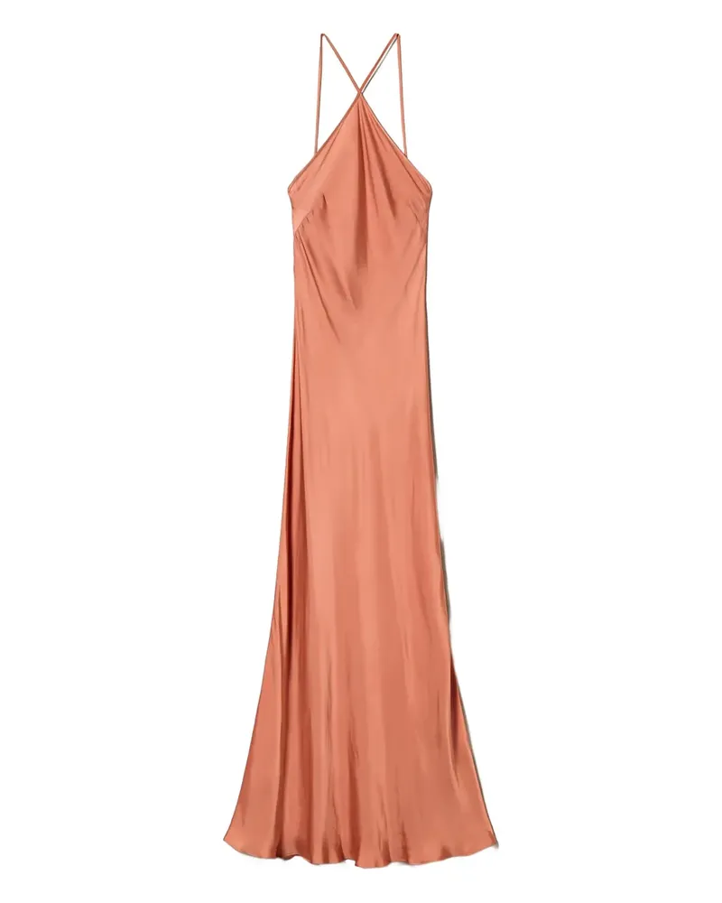 Twin-Set Satin-Maxikleid mit überkreuzten Trägern - Rosa Rosa