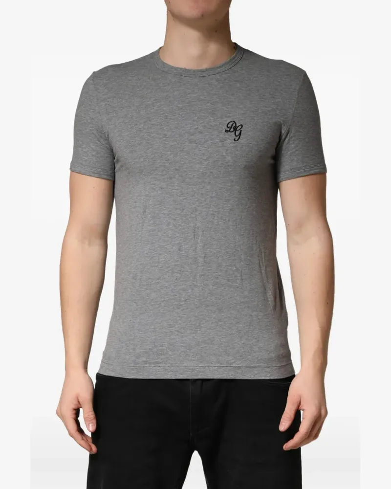 Dolce & Gabbana T-Shirt mit Logo-Stickerei - Grau Grau