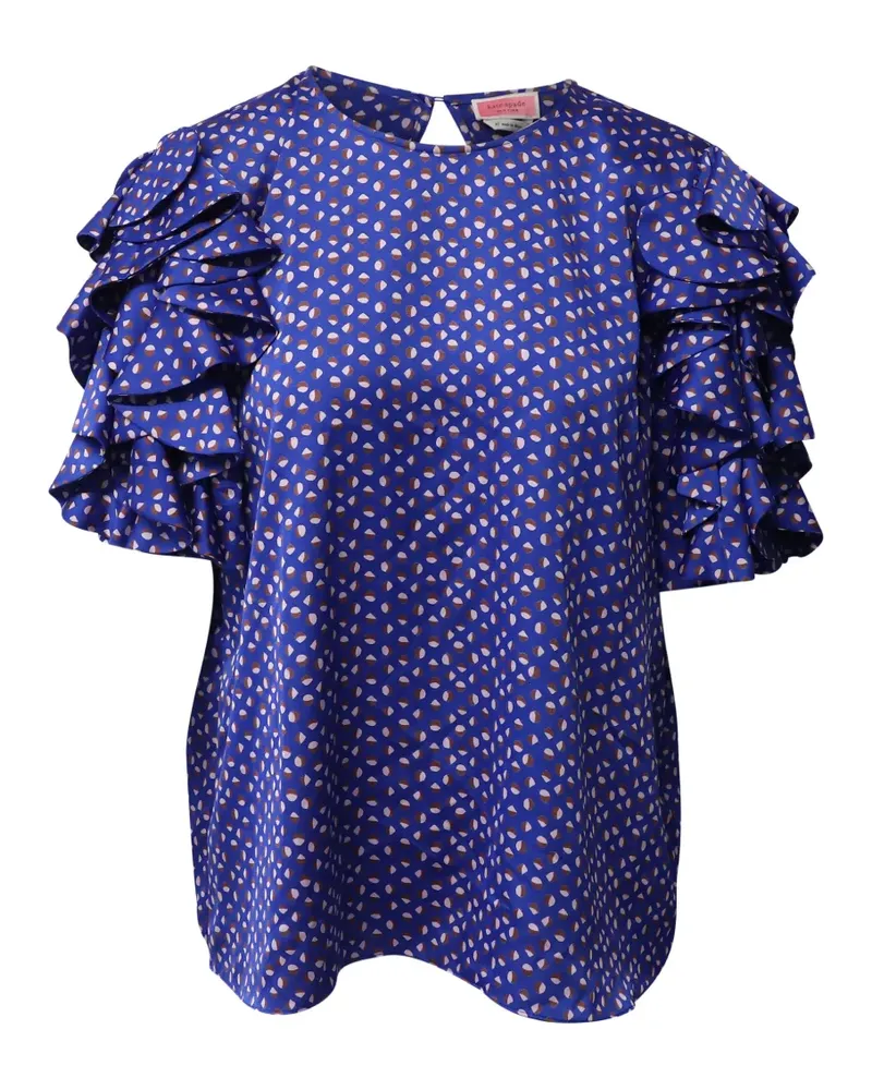 Kate Spade puff-sleeve printed blouse - Blau Blau