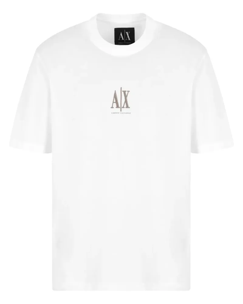 Armani Exchange T-Shirt mit Logo-Stickerei - Weiß Weiß