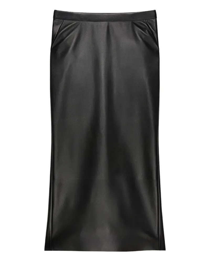 Givenchy Mid-length skirt in nappa leather with pleated back - Schwarz Schwarz