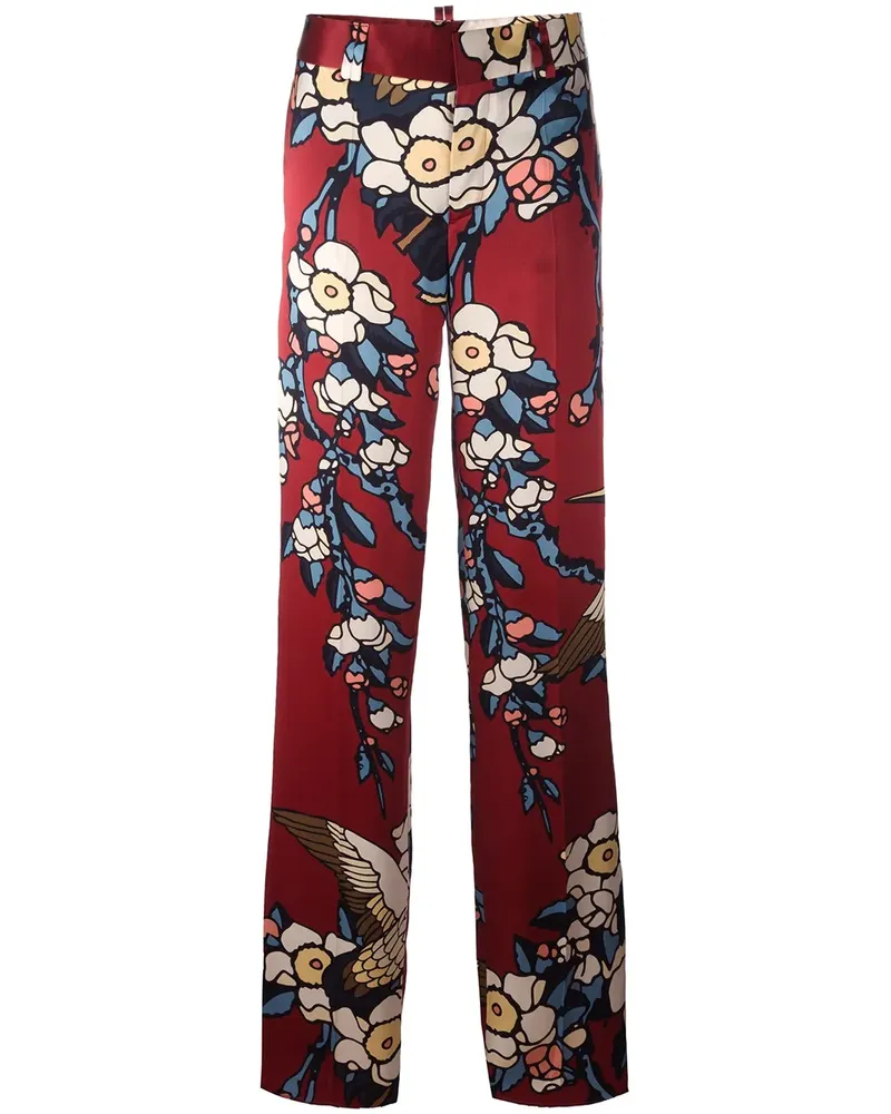 Dsquared2 Blossom' Seidenhose mit Print - Rot Rot