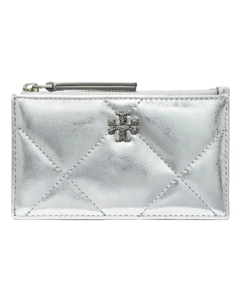 Tory Burch Kira diamond-quilted zip-up card case - Silber Silber