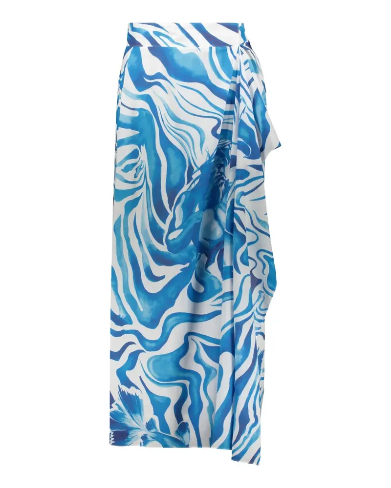 Alberta Ferretti asymmetric graphic-print skirt - Blau Blau
