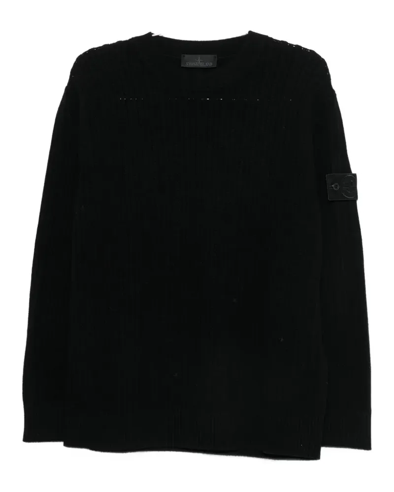 Stone Island ribbed logo-patch sweater - Schwarz Schwarz