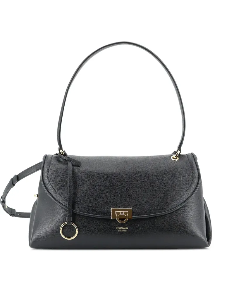 Ferragamo Gancini pebbled-leather shoulder bag - Schwarz Schwarz