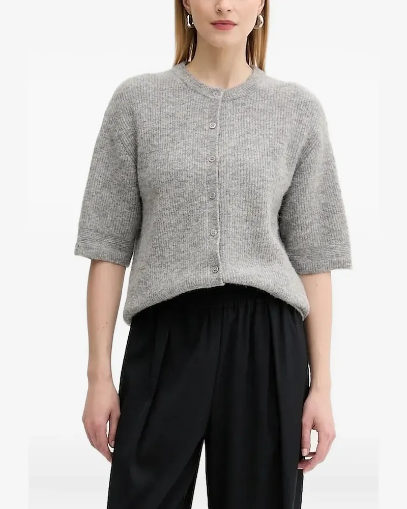 Samsøe & Samsøe Gerippter Cardigan mit Knopf - Grau Grau