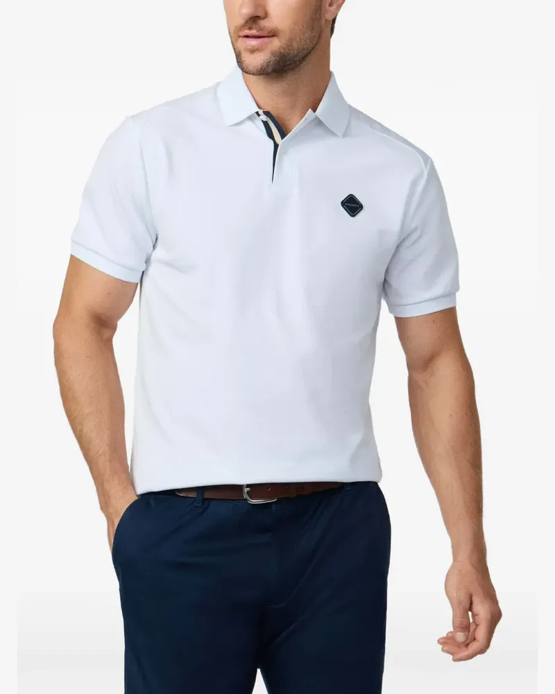 Hackett Gestreiftes Poloshirt mit Logo-Patch - Weiß Weiß