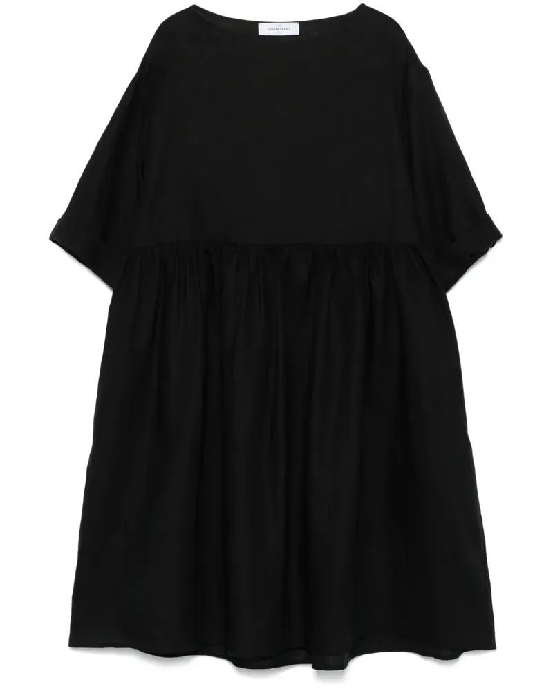Gran Sasso Minikleid aus Leinen mit U-Boot-Ausschnitt - Schwarz Schwarz
