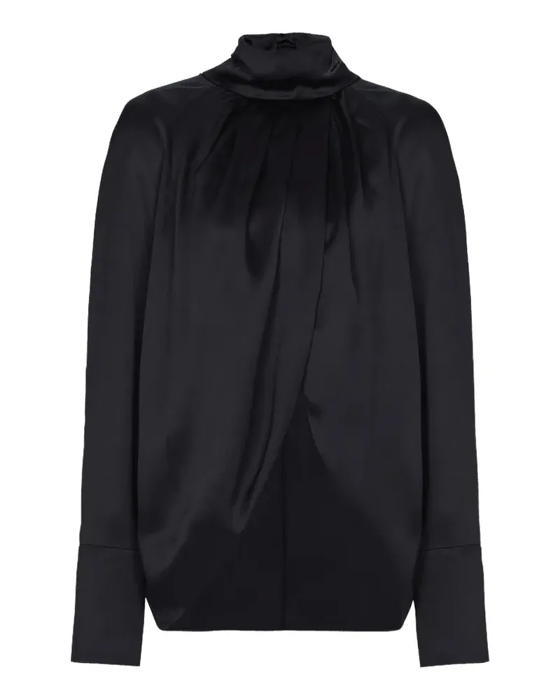 Balmain Drapierte Seidenbluse - Schwarz Schwarz