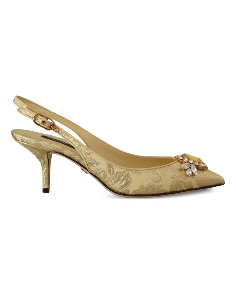 Dolce & Gabbana Slingback-Pumps aus Brokat mit Kristallen - Gold Gold