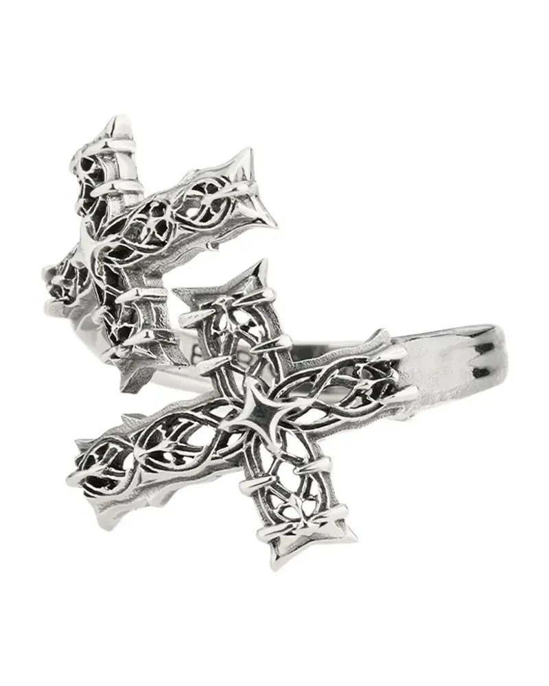 Emanuele Bicocchi Notre-Dame Ring im Kontrast-Look - Silber Silber