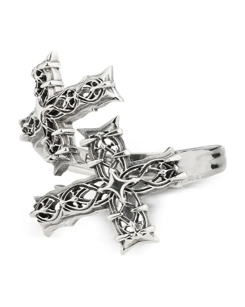 Emanuele Bicocchi Notre-Dame Ring im Kontrast-Look - Silber Silber