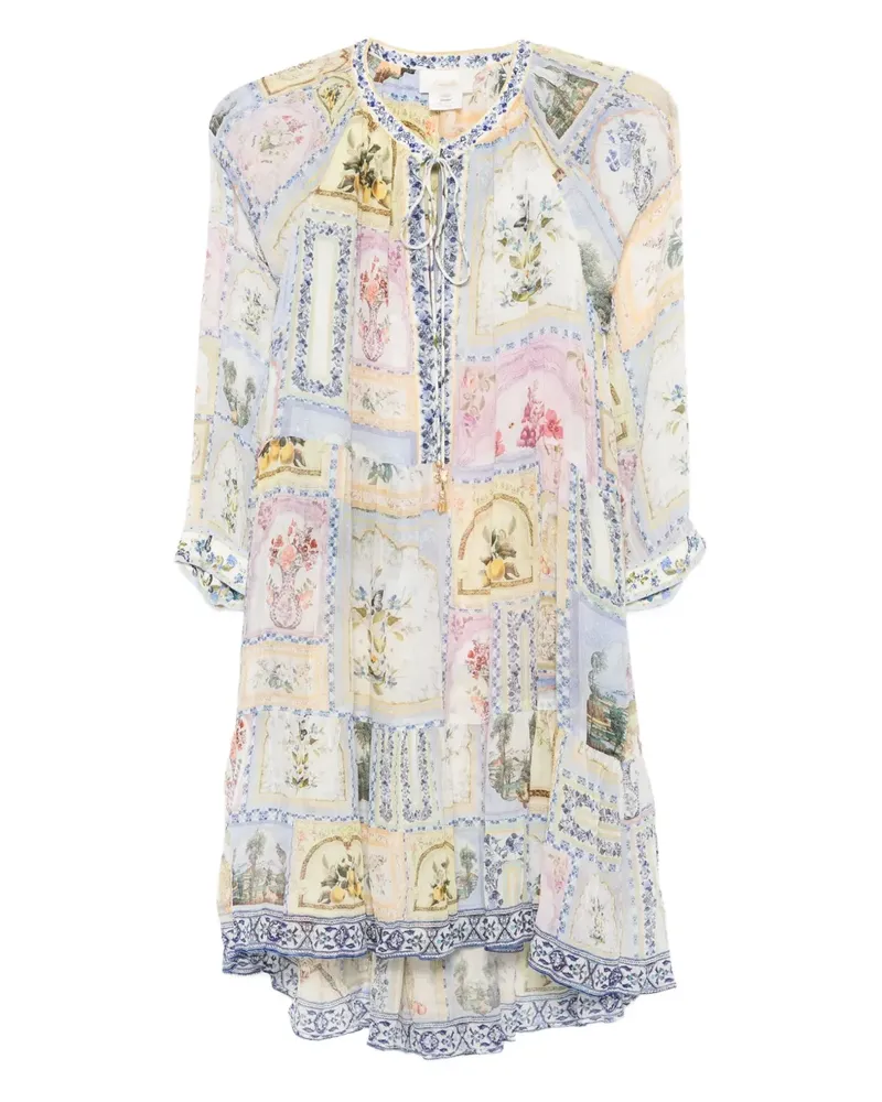 Camilla Gestuftes Botanical Ballads Kleid mit Blumen-Print - Nude Nude