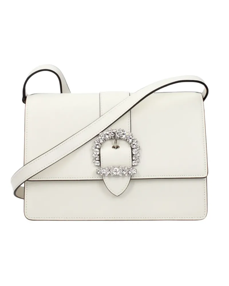 Jimmy Choo crystal-buckle leather cross body bag - Weiß Weiß