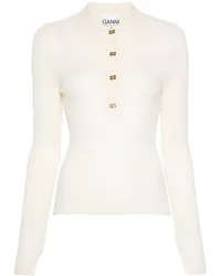 Ganni Poloshirt aus Merinowolle Nude